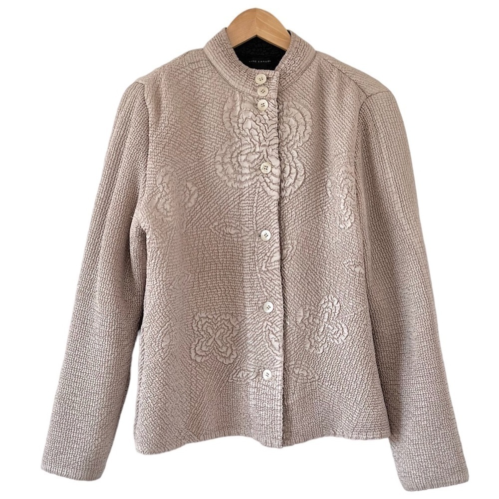 Anne Carson Reversible Textured Puffy Button Up Coat